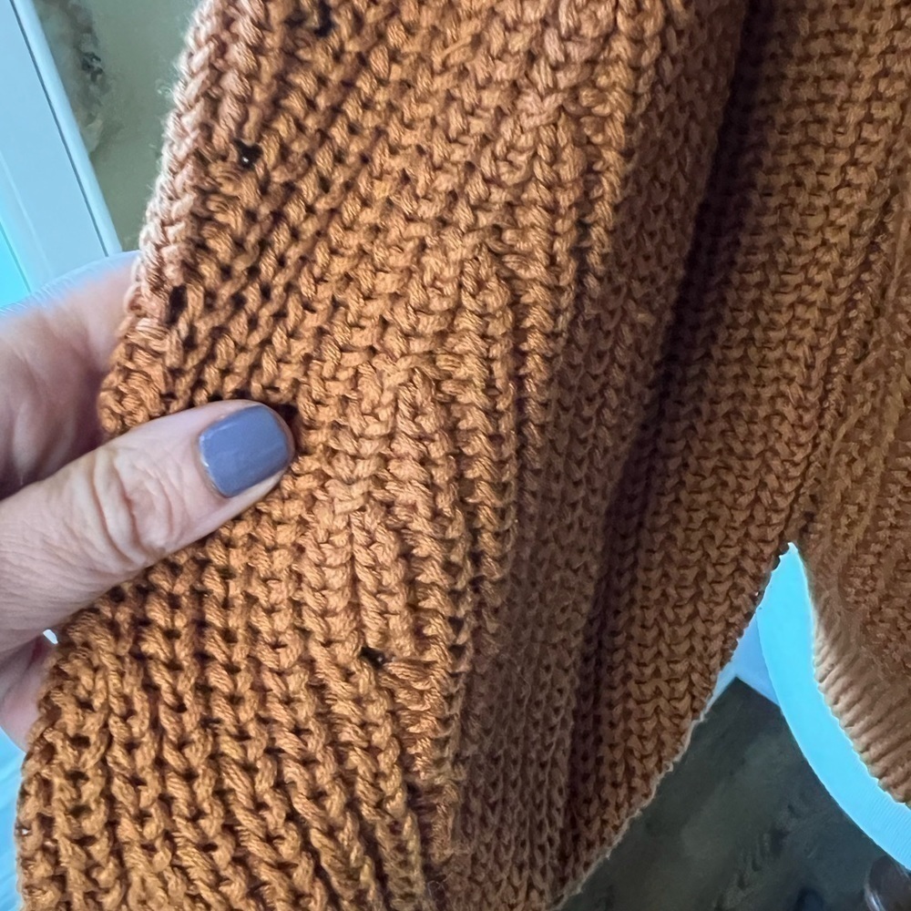 525 AMERICA Cognac cotton heavy knit balloon sleeves size large - Picture 5 of 11